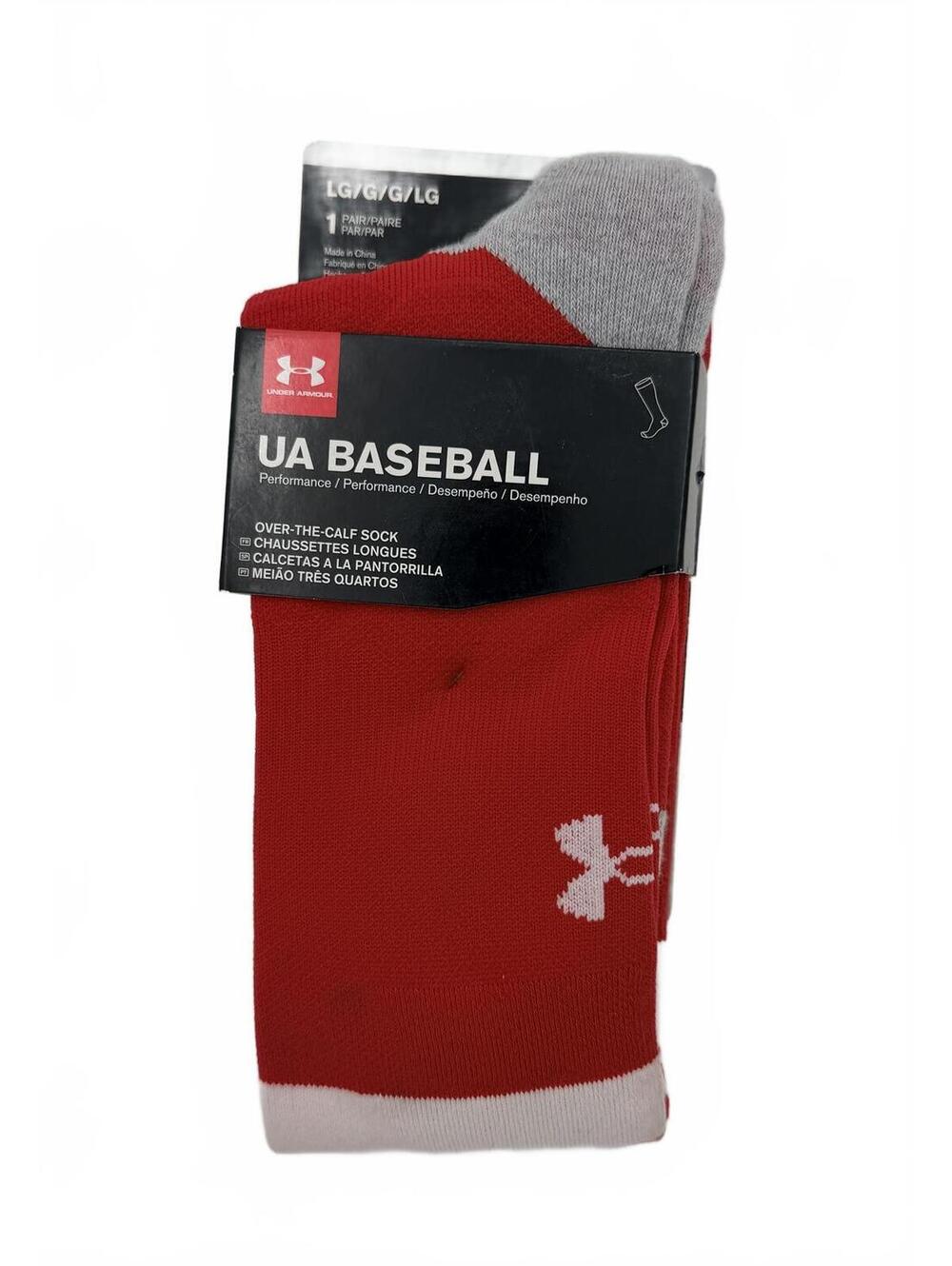 Under Armour UA Baseball OTC Socks Red/White Large U0785C1